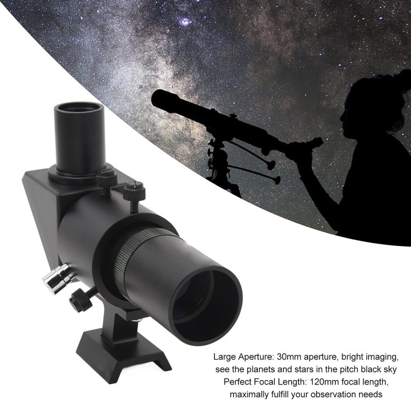 Sanpyl Right Angle Viewfinder, 30mm Large Aperture Finderscope, 120mm Focal Length 6X Magnification Right Angle Correct Image Optical Finder, Metal Bracket, for Astronomical Telescope - Image 4